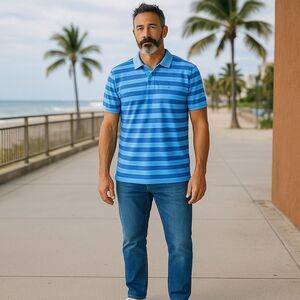 Men’s Tommy Hilfiger Men's Blue Striped Polo Shirt Size XL NWT